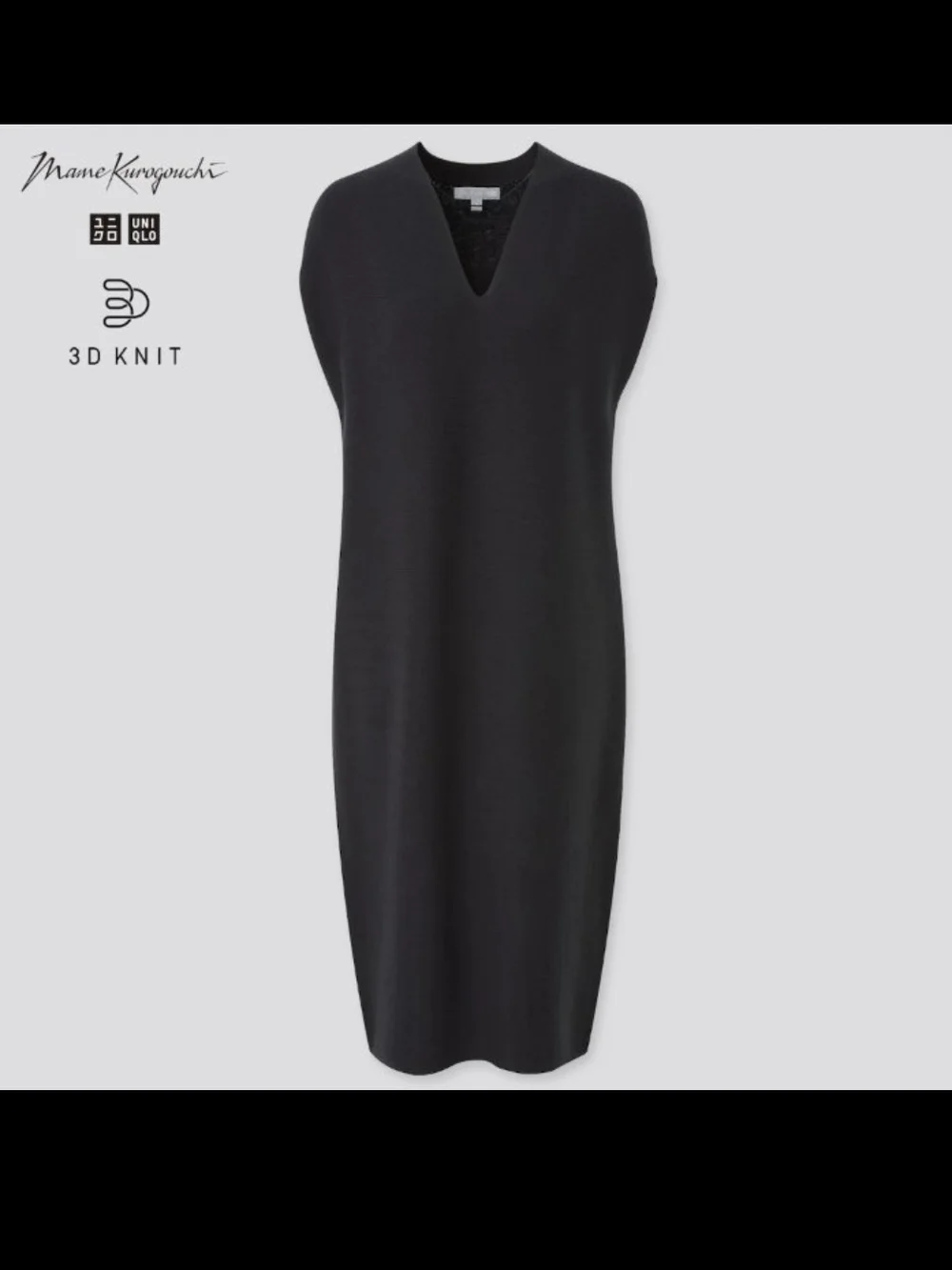 UNIQLO x Mame Kurogouchi Women’s Black 3D Knit V-Neck Dress